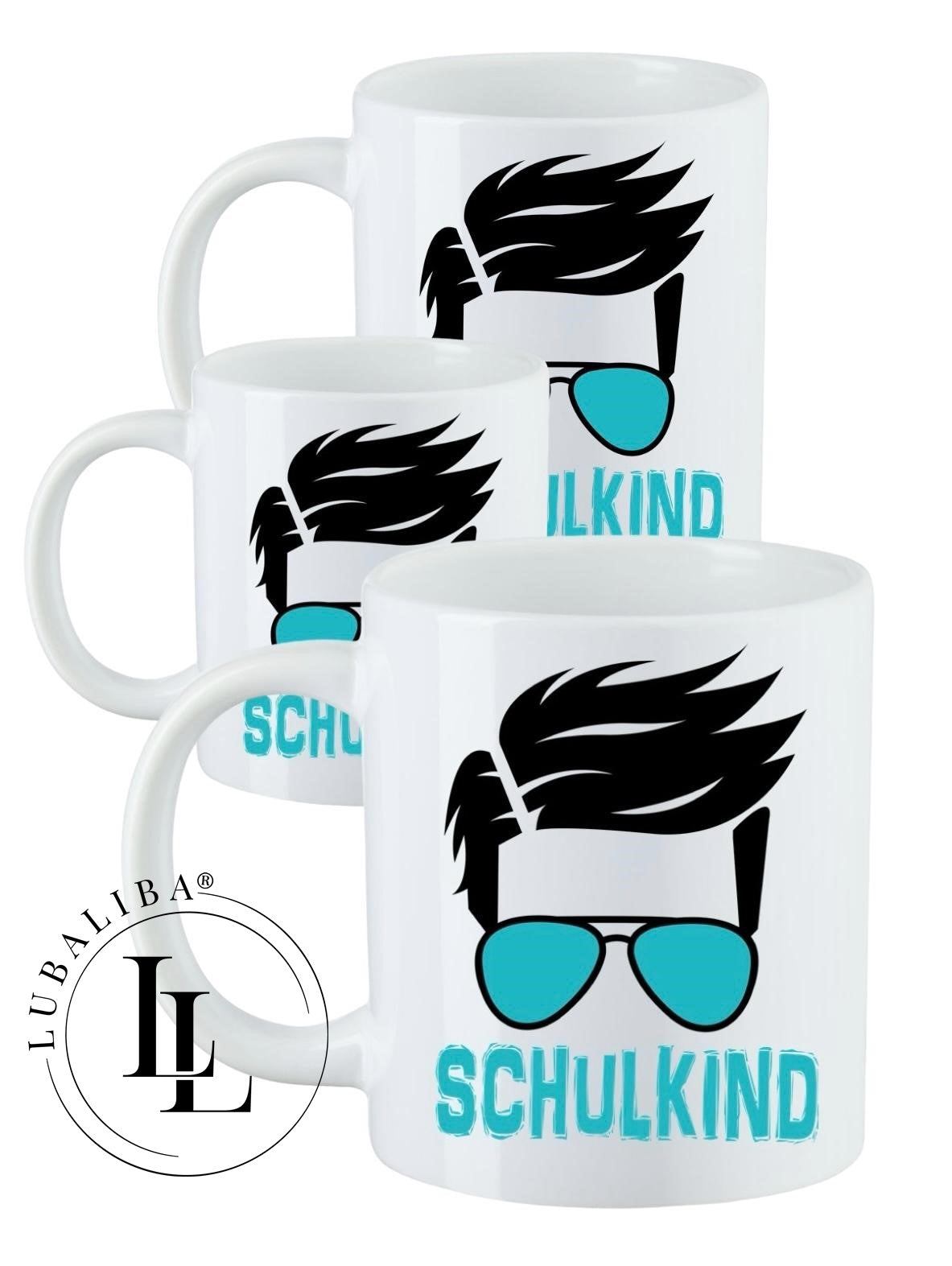 " Schulkind Türkis " Kinderbecher Kunststoffbecher Karamiktasse Schulkind Motiv: KAF